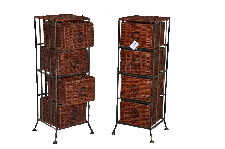 19-00229 COLONNA COMODINO 4 CASSETTI RATTAN